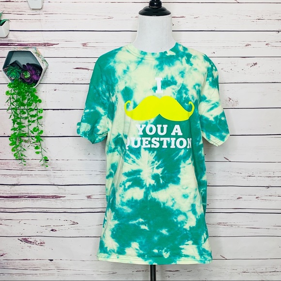 Green Mustache Tie Dye T-Shirt Unisex Size Medium - Picture 9 of 10
